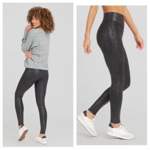Spanx faux leather matte snake black leggings